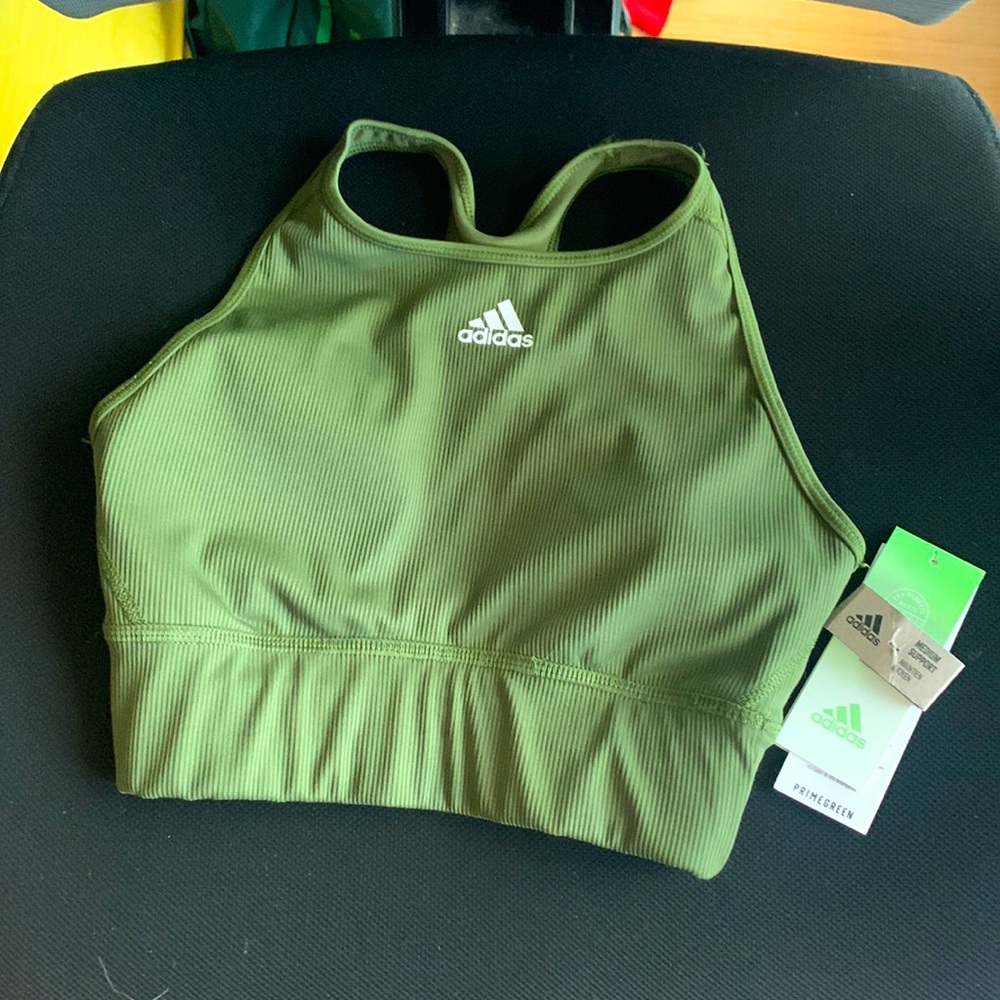 Rich olive green adidas sports bra